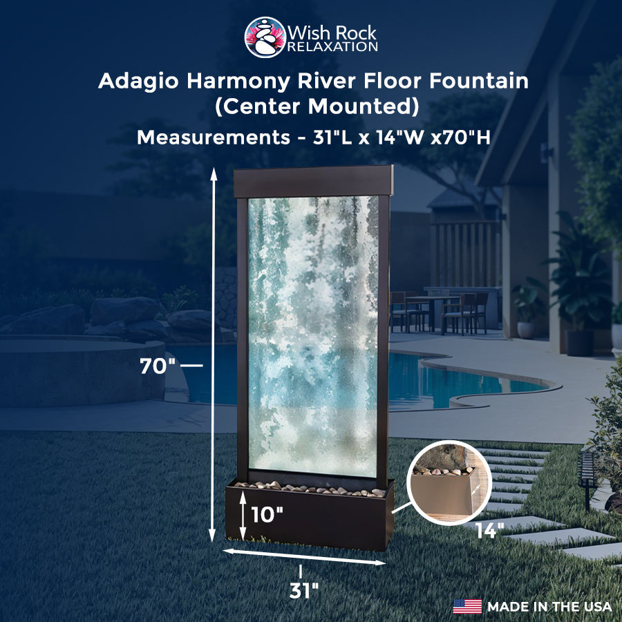 Adagio Harmony River Floor Fountain (Center Mounted)-31"Wx70"Hx14"D