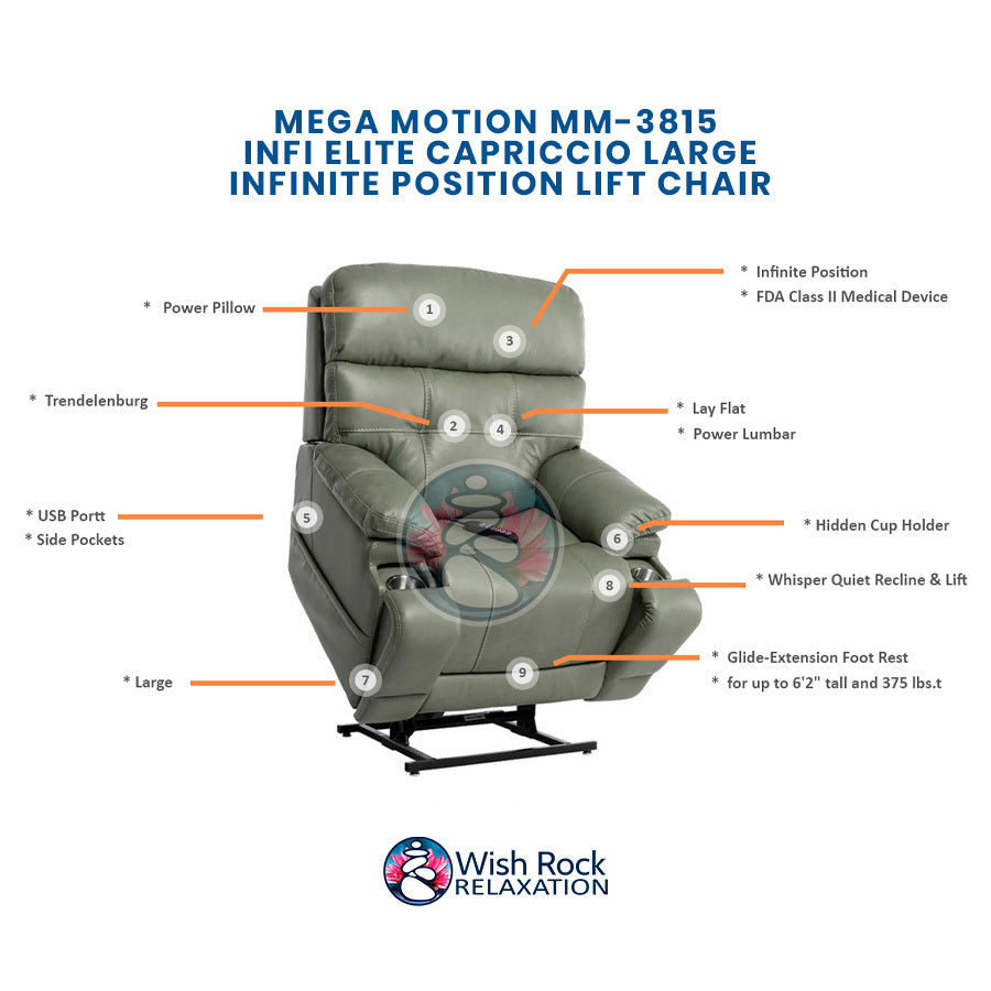 Mega Motion MM-3815 iNFI Elite Large Infinite Position Lift Chair