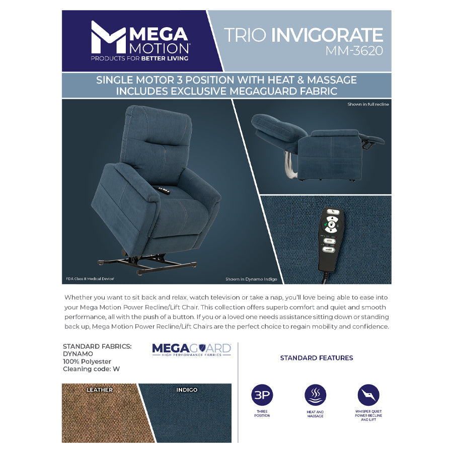 Mega Motion MM-3620 Trio Invigorate 3 Position Lift Chair