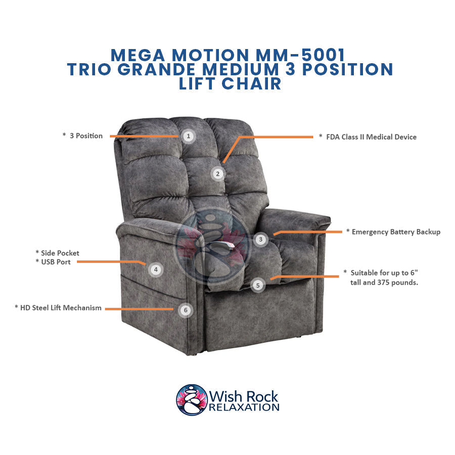Mega Motion MM-5001 Trio Grande 3 Position Lift Chair