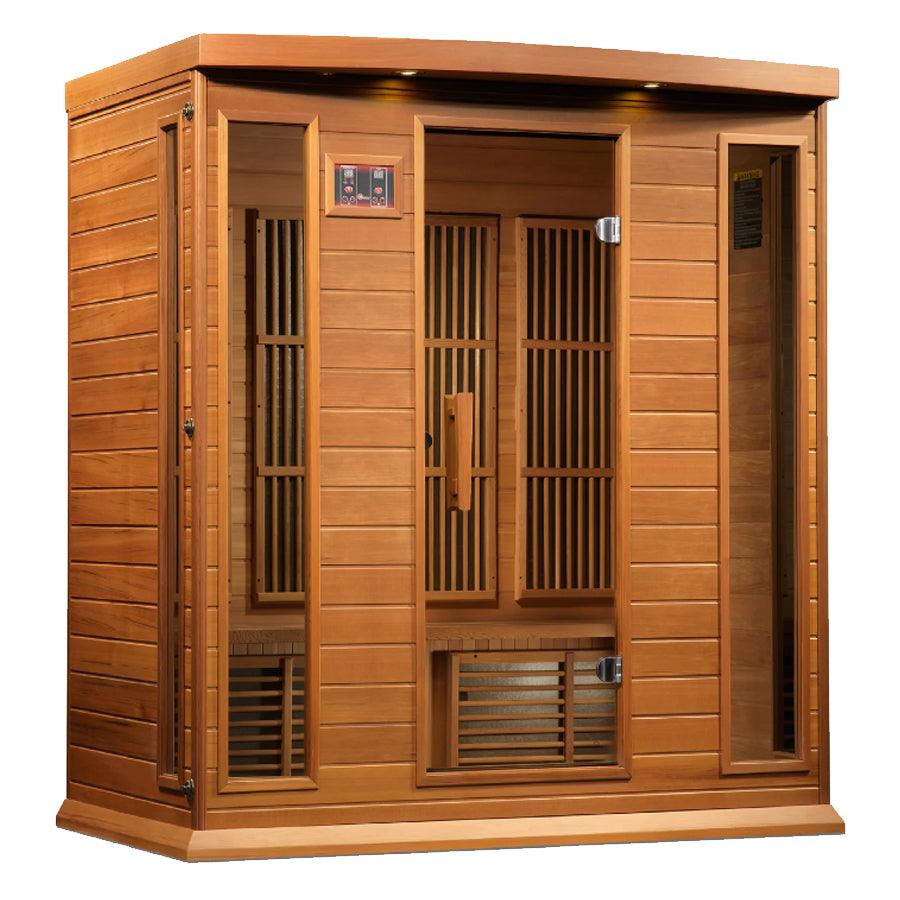 Maxxus "Chaumont Edition" 4-Person Corner Near Zero EMF FAR Infrared Sauna - Canadian Red Cedar