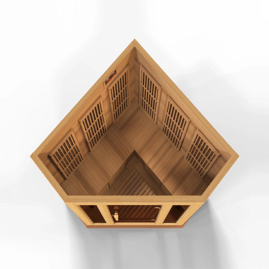 Maxxus "Avignon Edition" 3-Person Corner Near Zero EMF FAR Infrared Sauna - Canadian Red Cedar