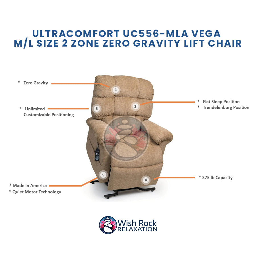 UltraComfort UC556 Vega Series 2 Zone Zero Gravity Lift Chair