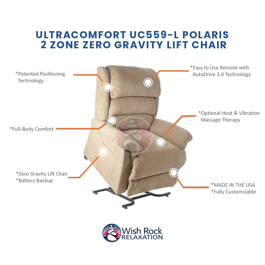 UltraComfort UC559 Polaris Series 2 Zone Zero Gravity Lift Chair