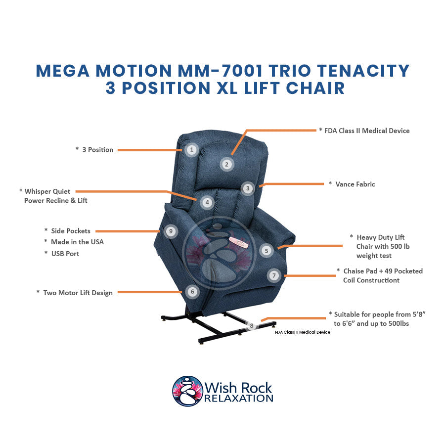 Mega Motion MM-7001 Trio Tenacity 3 Position XL Lift Chair