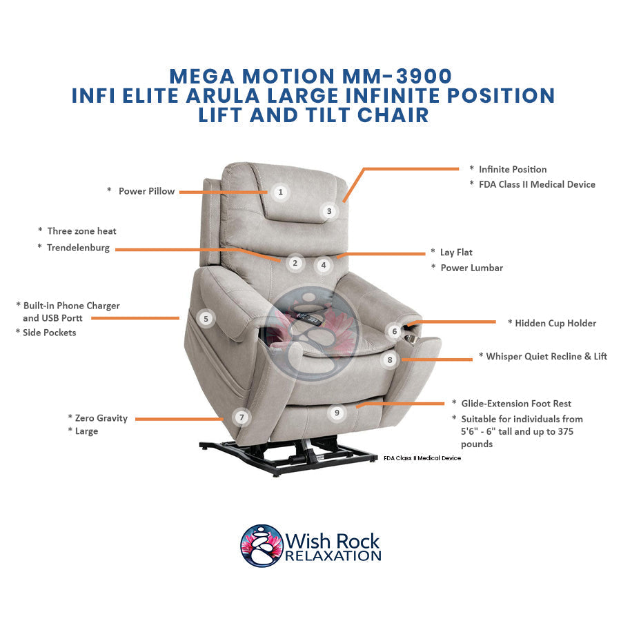 Mega Motion MM-3900 iNFI Elite Large Infinite Position Lift Chair