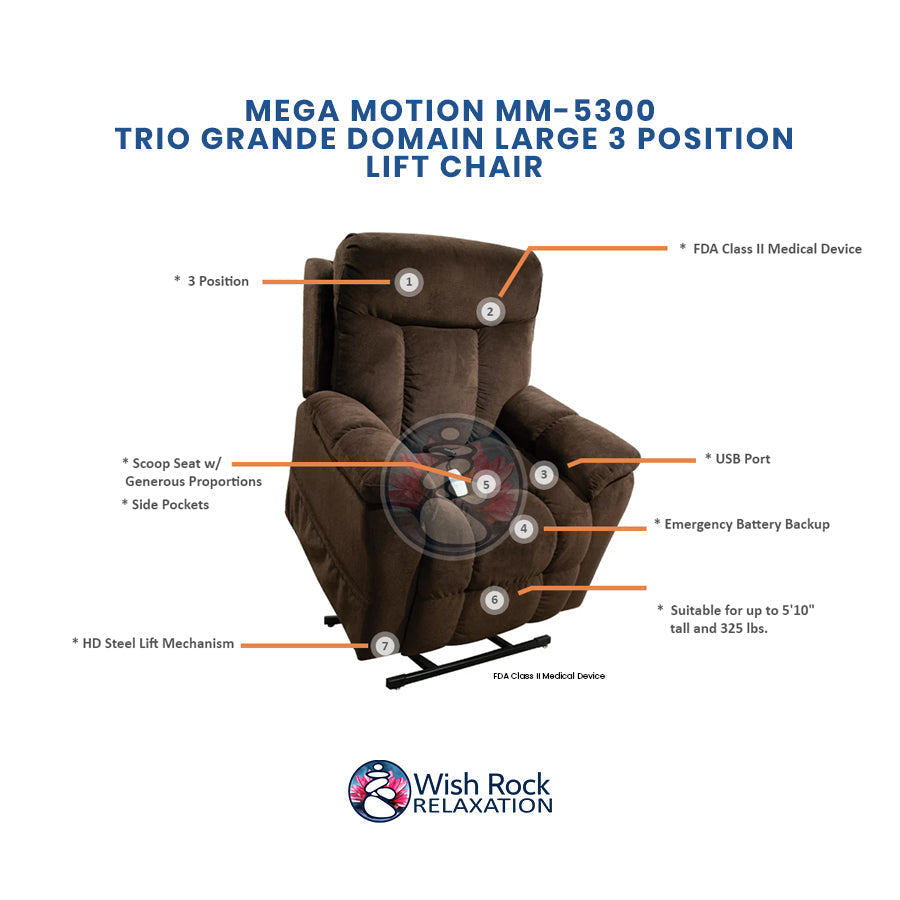 Mega Motion MM-5300 Trio Grande 3 Position Lift Chair