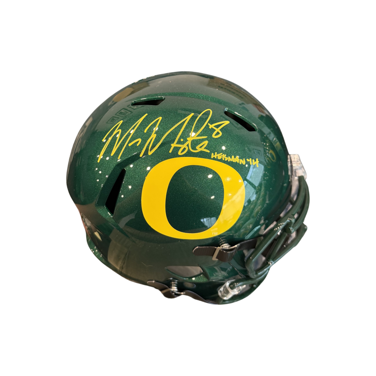 Marcus Mariota Autographed "Heisman 14" Green Oregon Replica Football Helmet