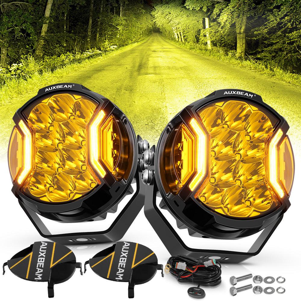 Auxbeam V-ULTRA Series 5" LED Side Shooter Pods – 172W, Amber, Amber DRL (2Pcs Pod Lights / Black Covers)
