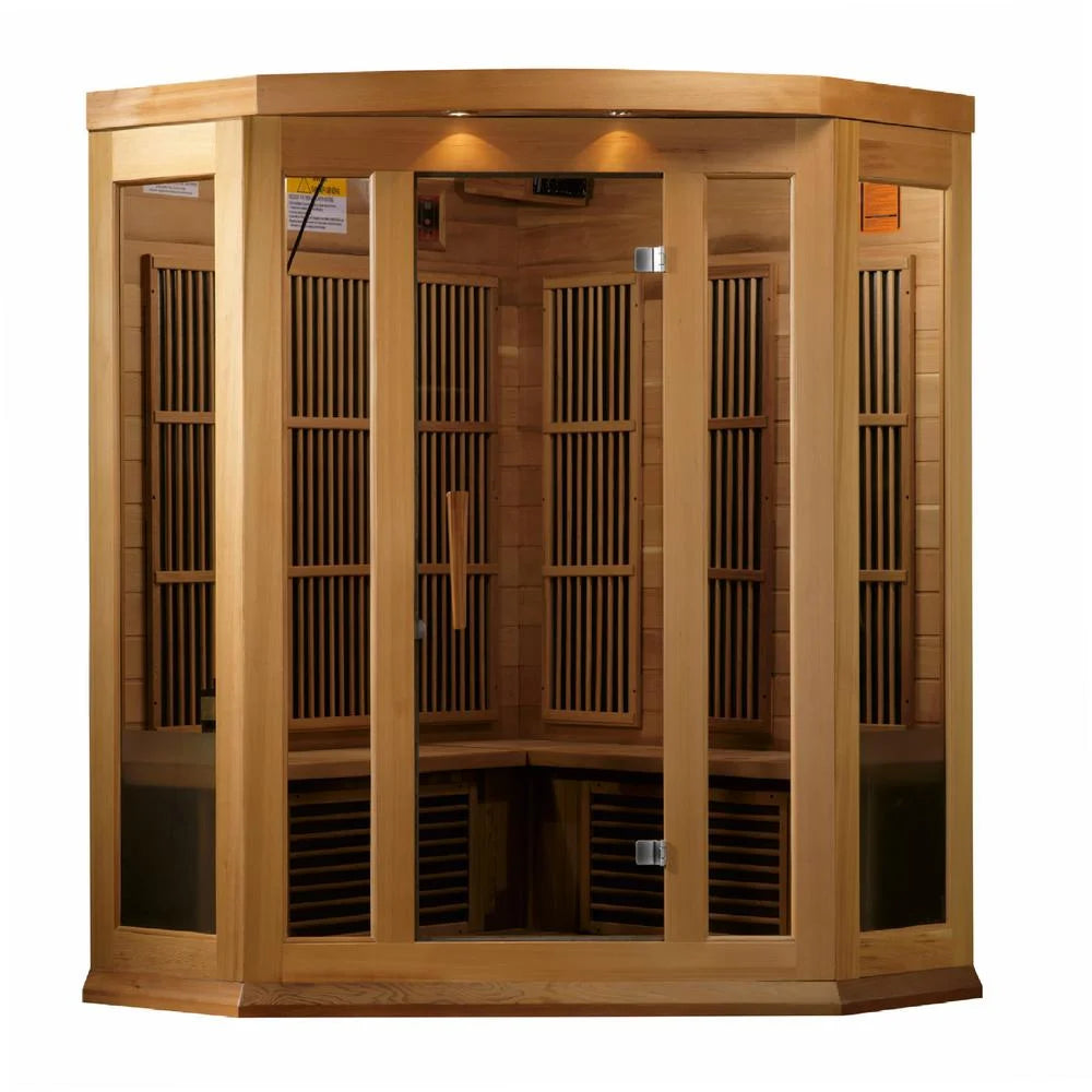 3-Person Corner Low EMF FAR Infrared Sauna in Canadian Red Cedar
