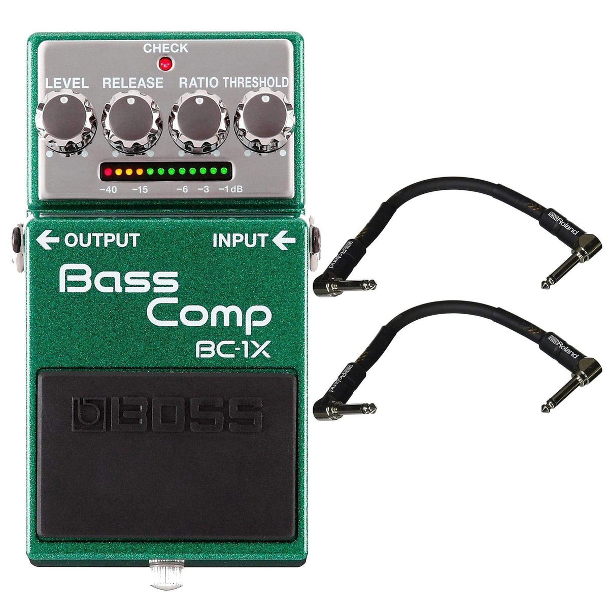 Boss BC-1X Bass Compressor Bundle w/ 2 Roland Black Series 6 inch Patch Cables