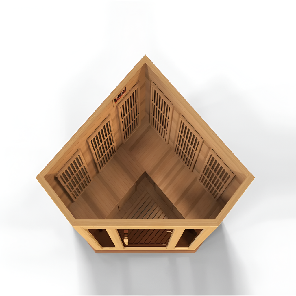 3-Person Corner Low EMF FAR Infrared Sauna in Canadian Red Cedar