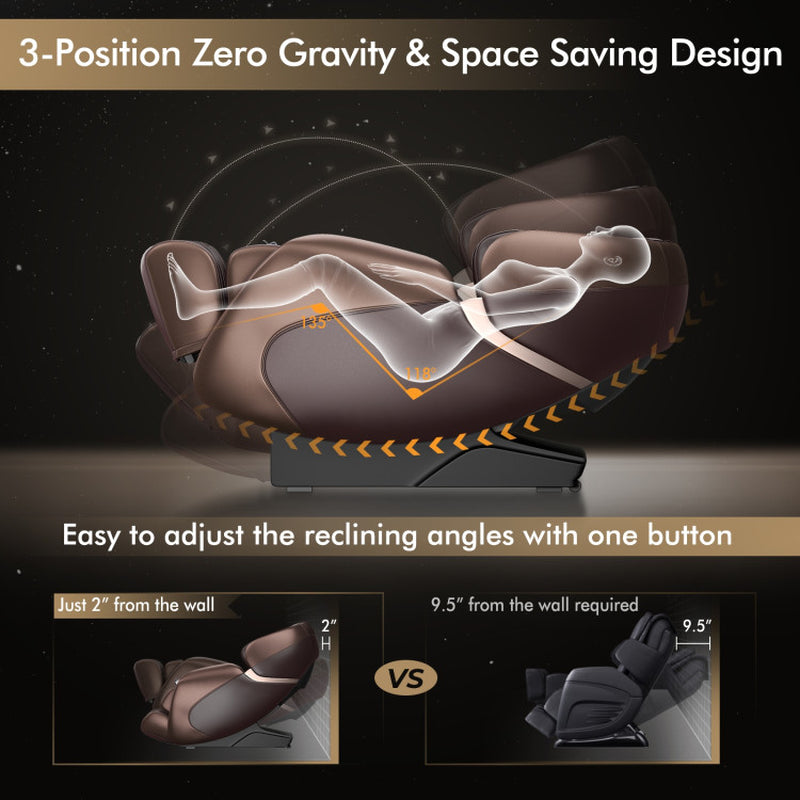 Zero Gravity Full-Body Massage Chair with SL Track, Stretching Mode, Heat, and Foot Rollers