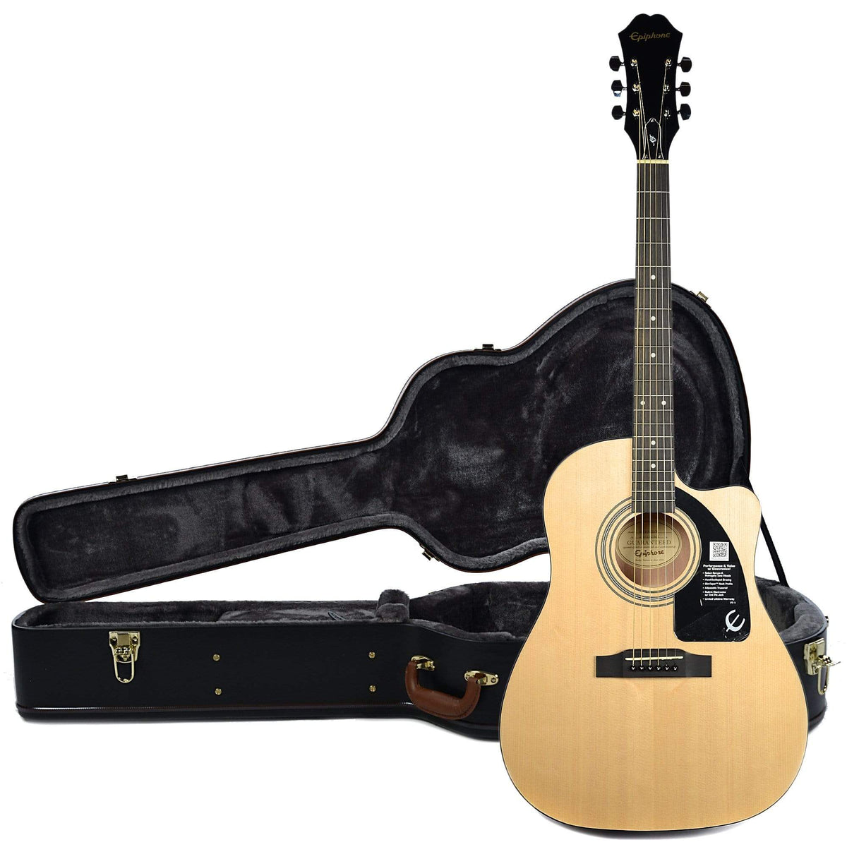 Epiphone AJ-100CE Advanced Jumbo Acoustic-Electric Natural CH and Epiphone Hardshell Case Bundle