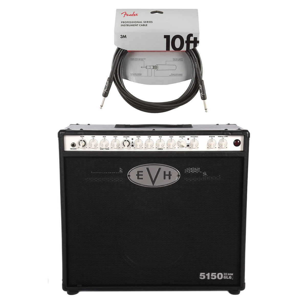 EVH 5150 III 50-Watt 6L6 1x12 Combo Black Cable Bundle