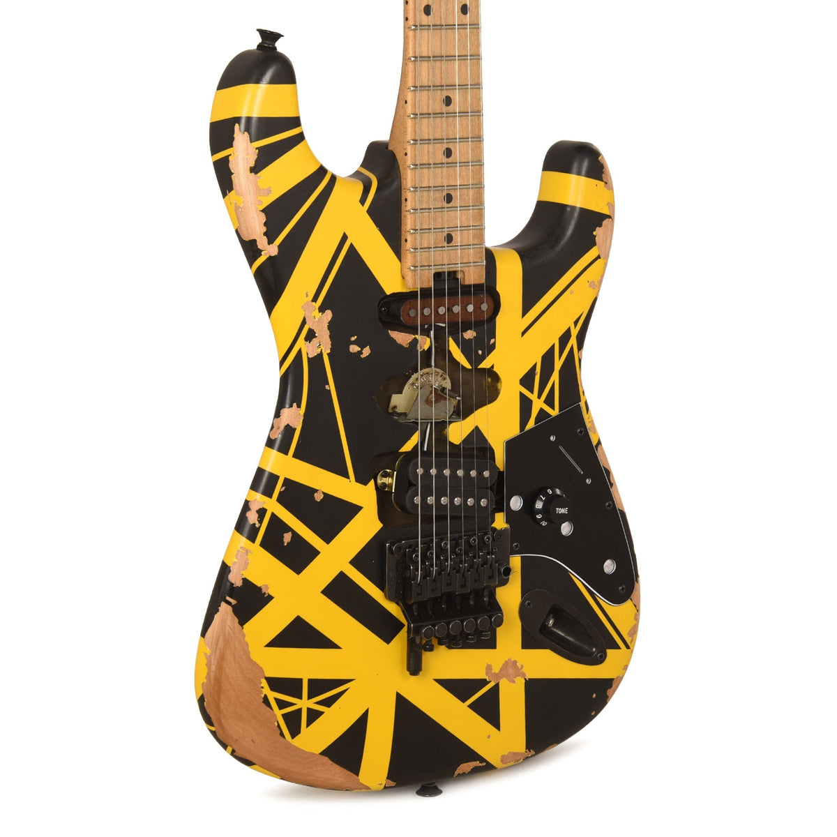 EVH Limited Edition Striped Series Frankenstein Frankie Black w/Yellow Stripes Aged