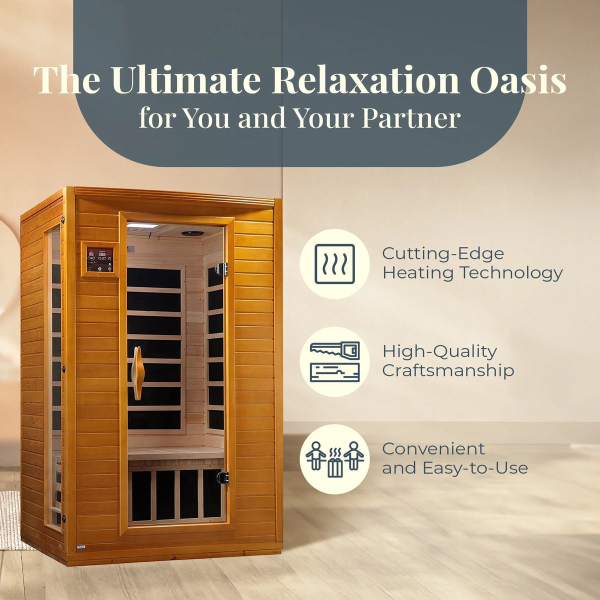 Andora 2-Person Low EMF FAR Infrared Sauna in Canadian Hemlock