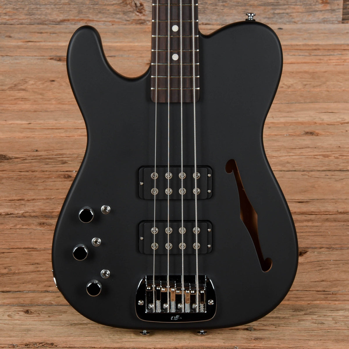 G&L USA ASAT Bass Semi-Hollow Satin Black  LEFTY