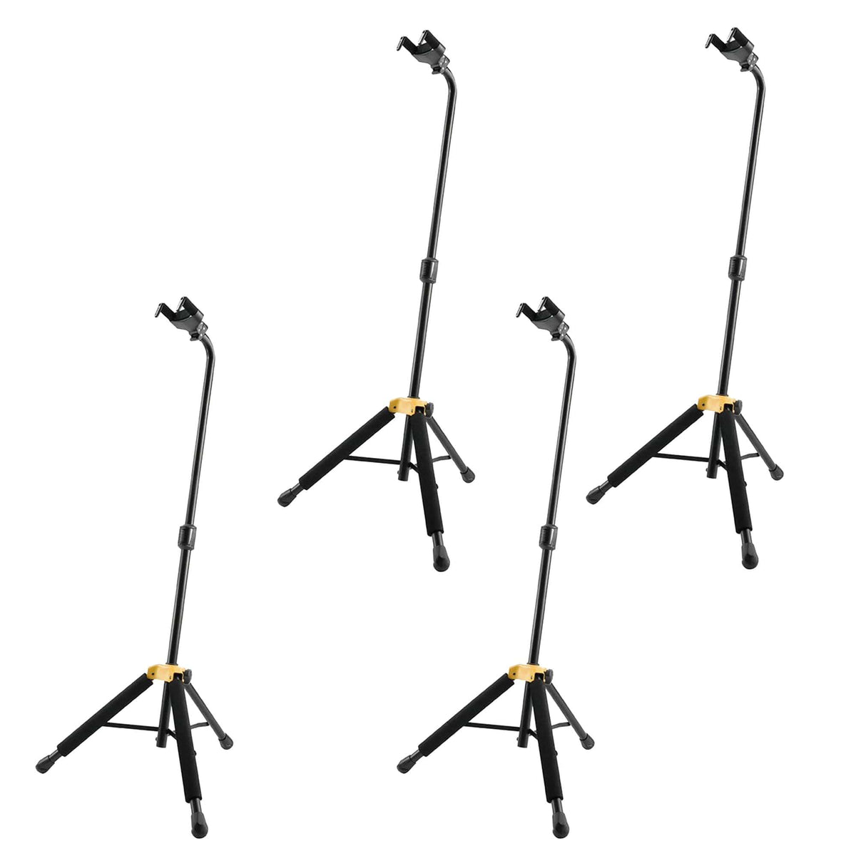 Hercules GS414B Plus Auto Grip System Guitar Stand 4 Pack Bundle