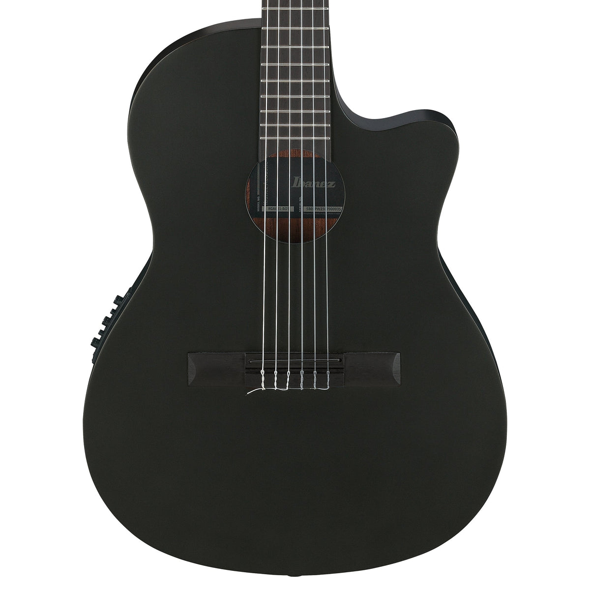 Ibanez GA621BOT Thinline Cutaway Classical Acoustic-Electric Guitar Black Out