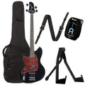 Ibanez TMB100LBK Talman Bass Black LEFTY Bundle w/ Ibanez Gig Bag, Stand, Tuner and Strap