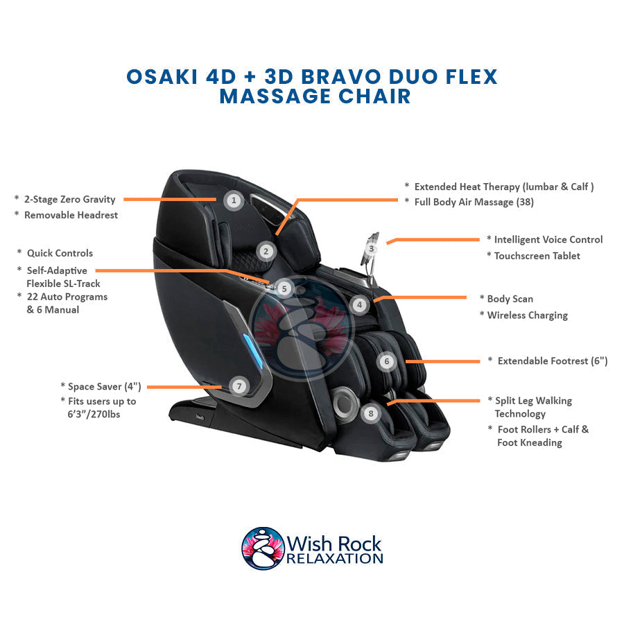 Osaki 4D + 3D Bravo Duo Flex Massage Chair