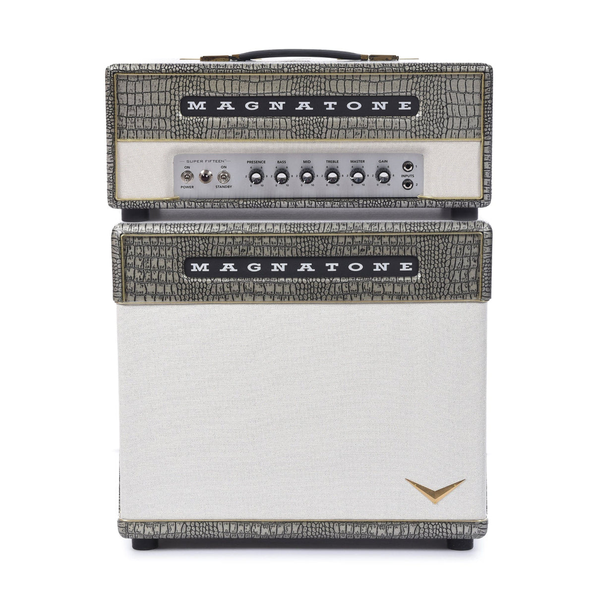 Magnatone Super Fifteen 15w Head Croc Collection Gold and 1x12" Super Fifteen Extension Cabinet Bundle