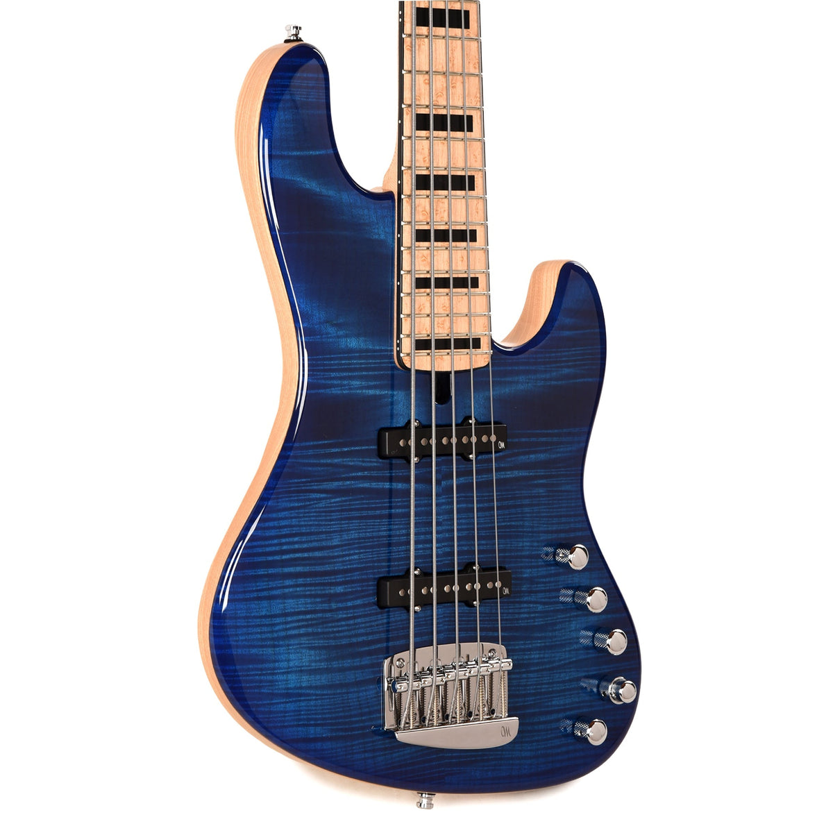Mayones Jabba Custom 5 AAA Flamed Maple/Swamp Ash Infinity Blue w/AAA Birdseye Maple Neck