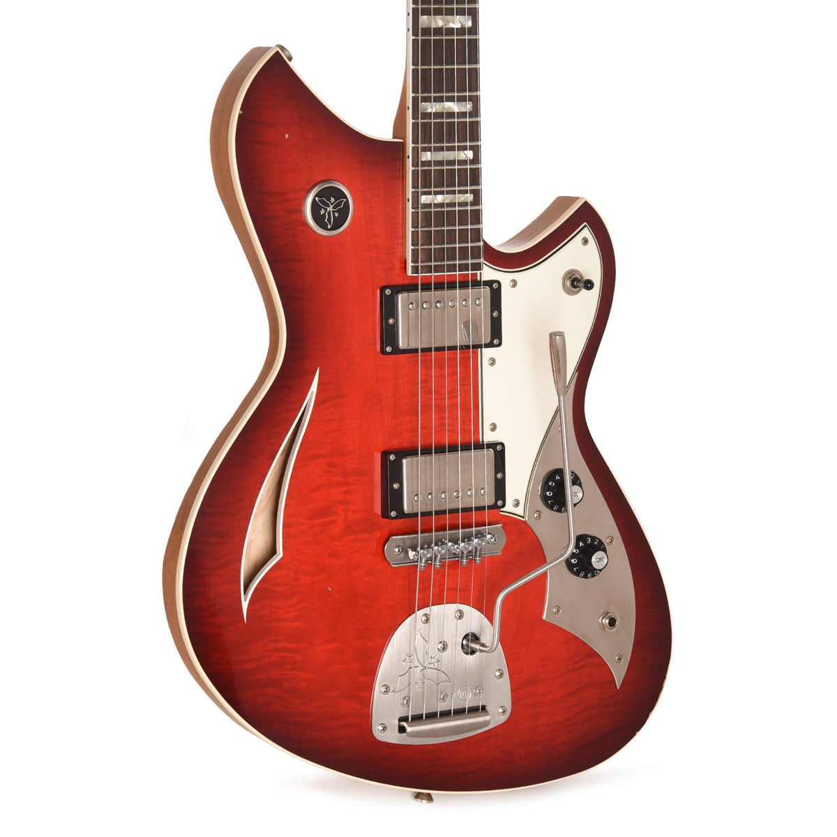 Novo Dealer Limited Miris J HH Harmony Burst Light Distress w/ Amber Back & Sides & Lollar Low Wind Imperial Humbuckers
