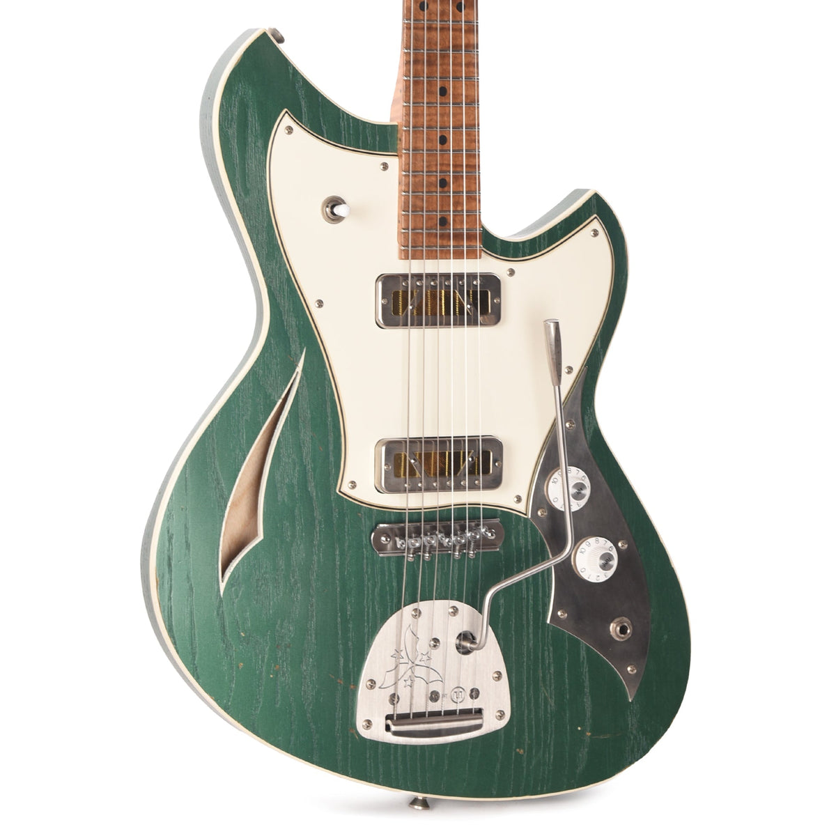Novo Miris J Custom Sherwood Green Light Distress w/Novo Gold Foils by Lollar (Displayed at NAMM 2026, Signed by Dennis Fano)
