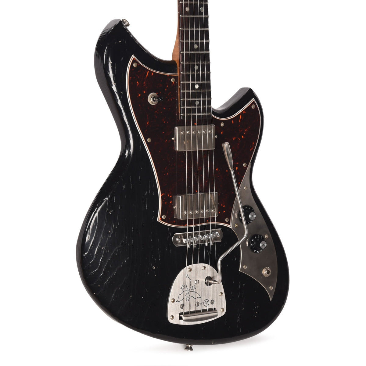Novo Custom Serus J Light Distress Bull Black w/Matching Headstock & Fralin Pure PAF Humbuckers
