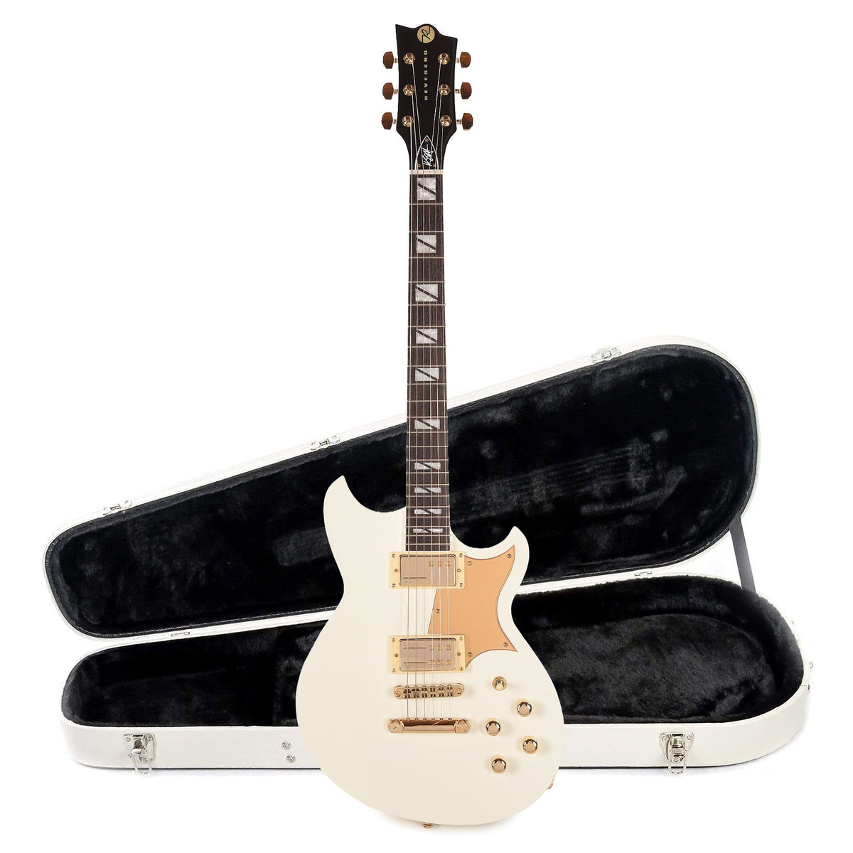 Reverend Kyle Shutt II Ice White Electric Guitar and Teardrop Two Tone Case Bundle