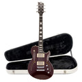 Reverend Roundhouse Air HH Electric Guitar Metallic Bordeaux and Teardrop Two Tone Case Bundle