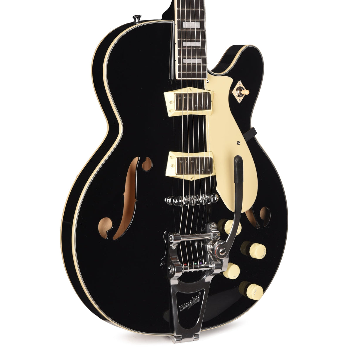 Silvertone 1446 VBK Single Cut Semi-Hollow Electric Guitar w/ Bigsby Vibrato Gloss Black