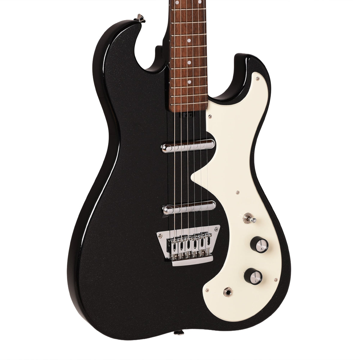 Silvertone 1449 BSF2 Offset Solid Body Electric Guitar Black Silver Flake