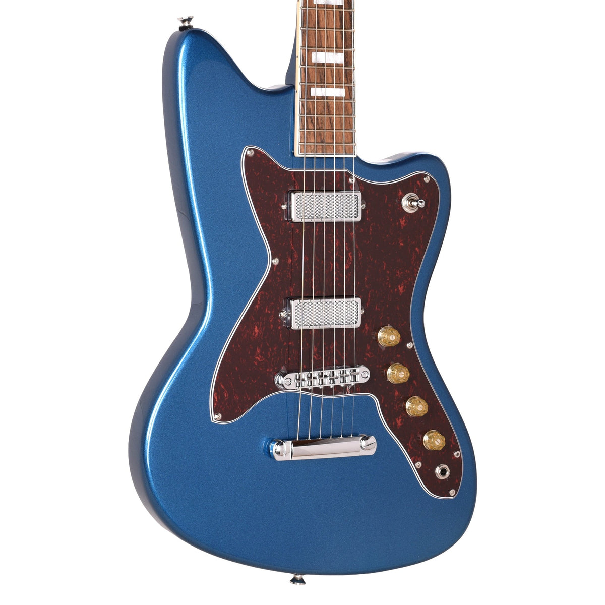 Silvertone 1478 SPBL Offset Solid Body Electric Guitar w/ Stop Tailpiece Pelham Blue