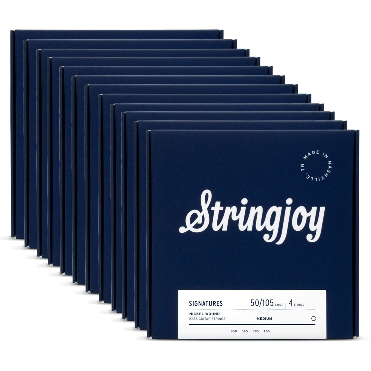 Stringjoy 4-String Electric Bass Medium Gauge Long Scale 50-105 12 Pack Bundle