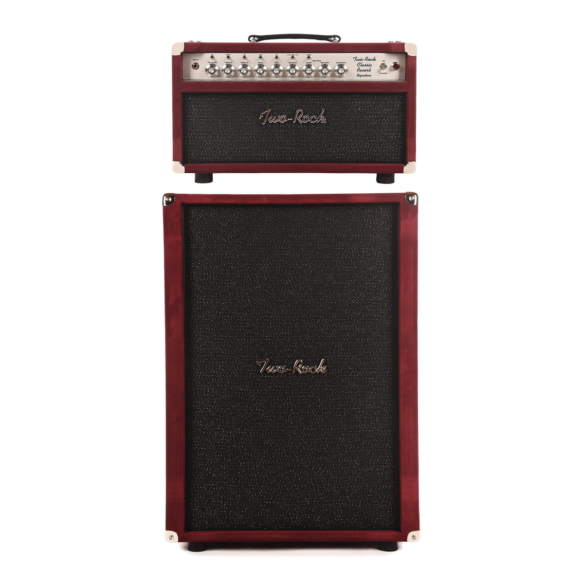 Two Rock Classic Reverb Signature 100/50W Head and 2x12 Vertical Cabinet Burgundy Suede w/Sparkle Matrix Grill Cloth Bundle