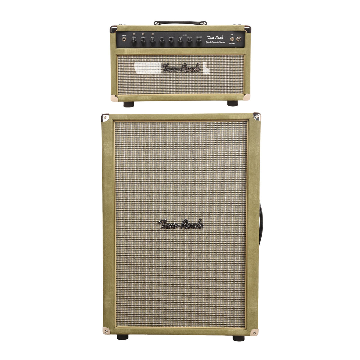 Two Rock Traditional Clean 100/50W and 2x12 Vertical Cabinet Moss Suede w/ Beige Grill Cloth Bundle