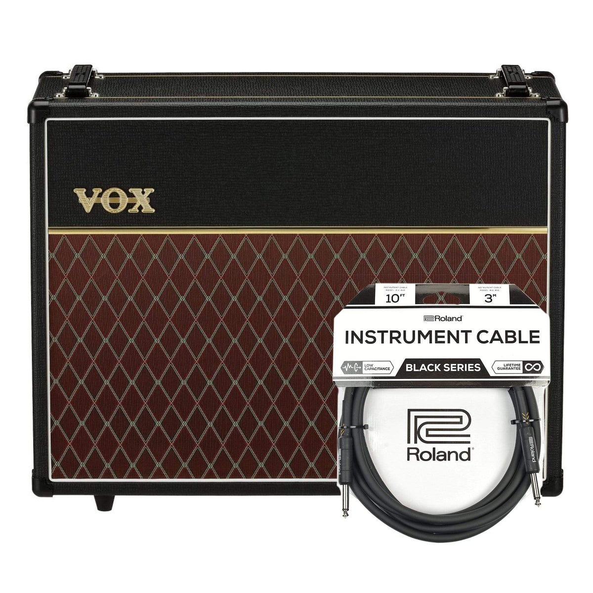 Vox V212C 2x12" Speaker Cabinet w/Celestion G12M Greenback Speakers Cable Bundle